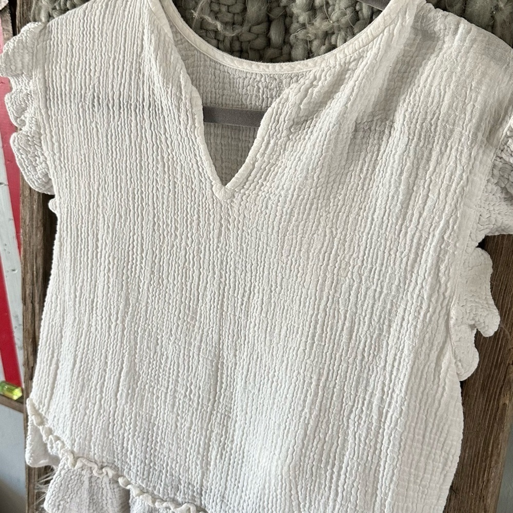 Free People White Textured Top - Picture 2 of 5